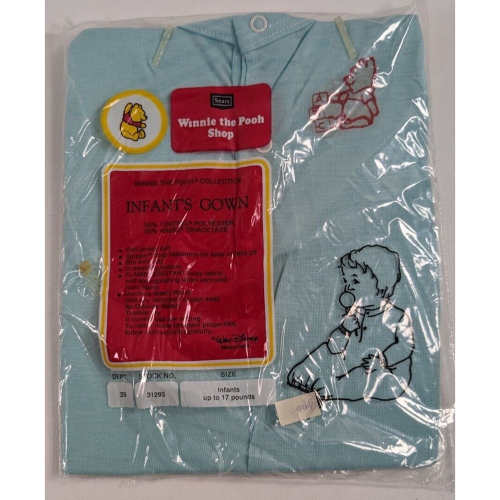 Vintage Sears Winnie The Pooh Collection Blue Nightgown Infants Gown